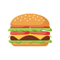 Cartoon Burger with Fresh Ingredients