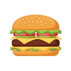 Cartoon Burger Illustration on White Background