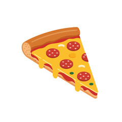 Slice of Pepperoni Pizza - Vector Illustration