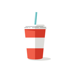 Soda Cup Vector Illustration with Straw, Flat Design