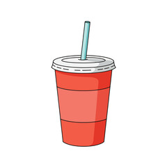 Cartoon Red Soda Cup with Straw