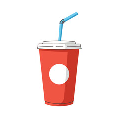 Red Soda Cup with Straw - Vector Illustration