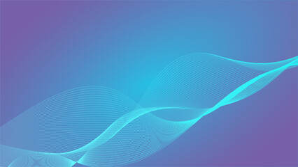 Blue line wave gradient background. Minimalist cover with vibrant perspective line wave in motion. Futuristic technology concept. social media, cover, banner, flyer, music, ads. vector illustration