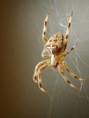 Fototapeta premium spider is hanging from web