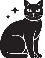 Black cat sitting silhouette vector illustration design