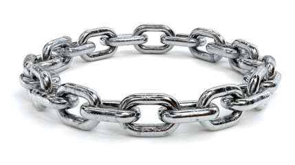Obraz premium Metal chain links forming a circle on white background