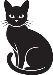 Black cat sitting silhouette vector illustration design