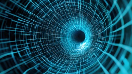 Fototapeta premium Futuristic abstract tunnel in digital space at nighttime