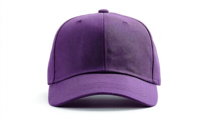 Purple baseball cap, front view, white background