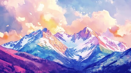 Obraz premium Majestic snow-capped mountain range at sunrise