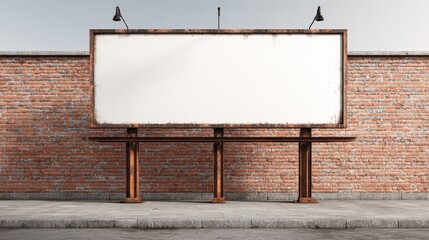 Obraz premium Blank Billboard Mockup on Brick Wall for Advertisement, Street Advertising, and Marketing Campaigns