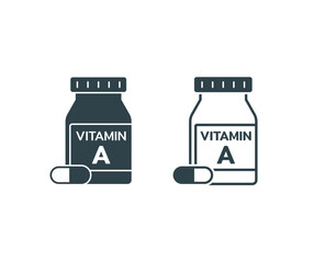vitamin A supplement jar icon, a bottle of vitamin A supplement