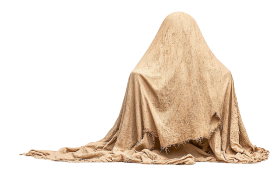 An elegant representation of a ghost figure shrouded in fabric, evoking themes of mystery and the supernatural.