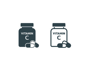 vitamin C supplement jar icon, a bottle of vitamin C supplement
