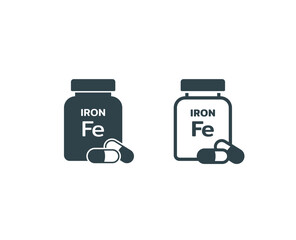 Iron supplement jar icon, a bottle of Iron supplement