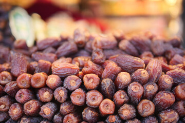 Delicious dried dates stacked in a vibrant market
