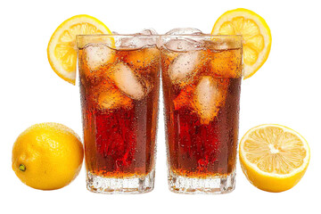 Refreshing iced tea served in tall glasses with lemon slices and ice, perfect for hot summer days.
