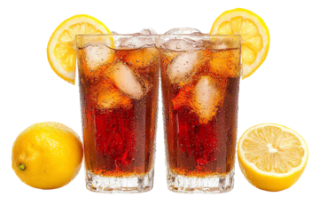Refreshing iced tea served in tall glasses with lemon slices and ice, perfect for hot summer days.