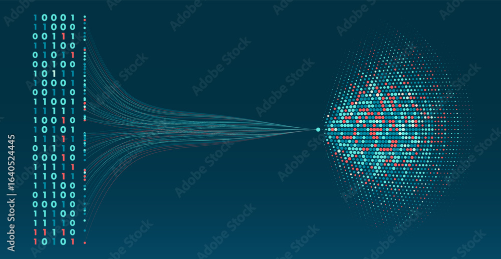 Poster data analysis in qualitative research. big data code representation. futuristic network or business 