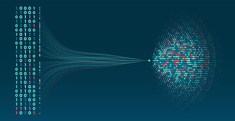 Data analysis in qualitative research. Big data code representation. Futuristic network or business analytics. Graphic concept for your design