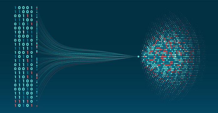 Data analysis in qualitative research. Big data code representation. Futuristic network or business analytics. Graphic concept for your design