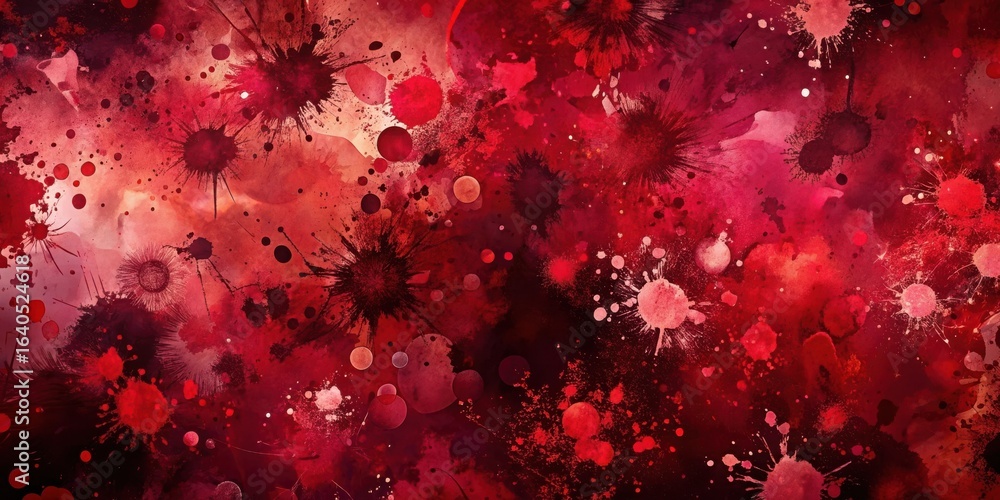 Poster crimson splashes an abstract watercolor design featuring a dynamic composition of red and burgundy i