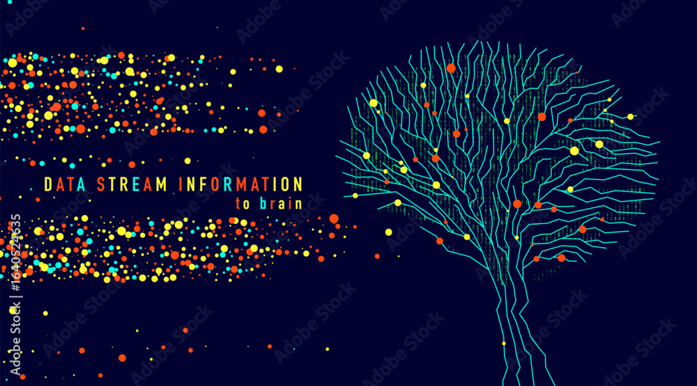 Poster abstract digital brain connections. scientific digital computer code. graphic concept for your desig
