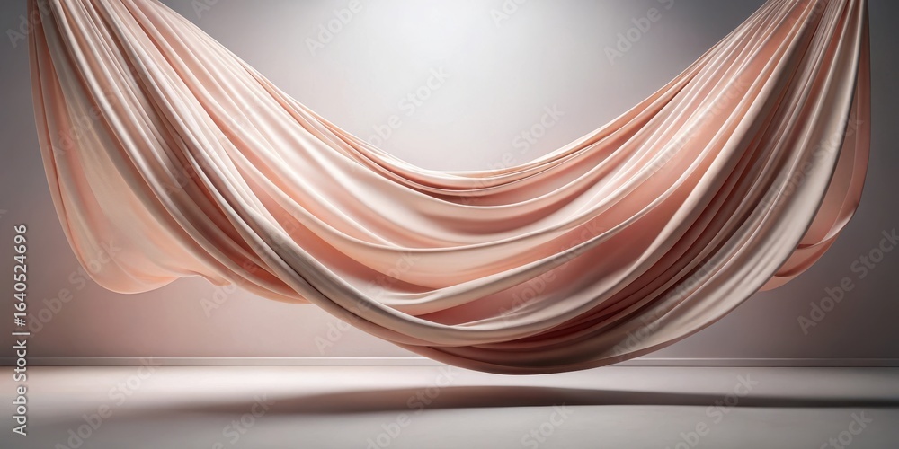 Poster Elegant Draped Fabric in a Minimalist Setting A Study in Soft Hues and Gentle Curves