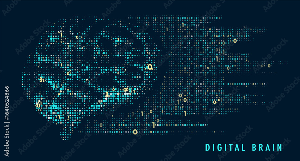 Poster abstract digital brain connections. scientific digital computer code. graphic concept for your desig