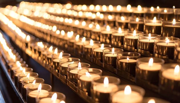 Many lit candles in a church (2)
