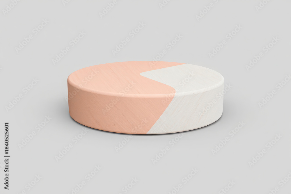 Poster circular platform with peach and white segments on a neutral gray background, ideal for product pres