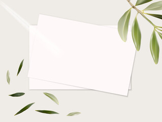 Fototapeta premium An elegant minimalist vector mockup featuring two clean white cards on a light background.