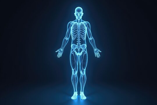 3d model of a human skeleton with muscles.