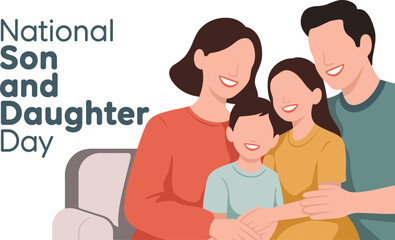 Fototapeta premium National Son and Daughter Day for Happy Family Posing 