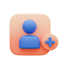 Fototapeta premium 3d user add icon isolated on transparent background
