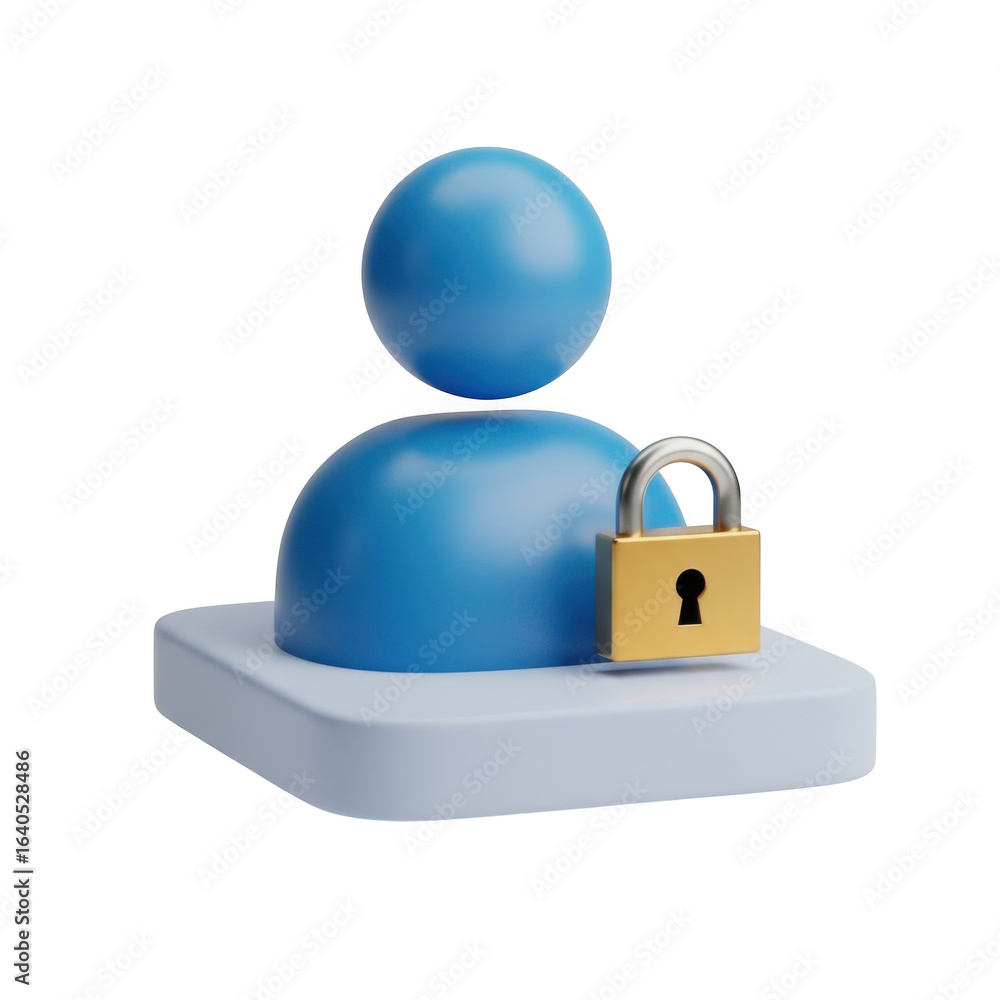Aufkleber 3d user account security icon isolated on transparent background