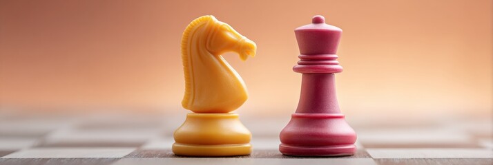 Premium Strategic Chess Battle with Knight and Queen Pieces Modern Competitive Board Game Concept for Professional Business and Marketing Content