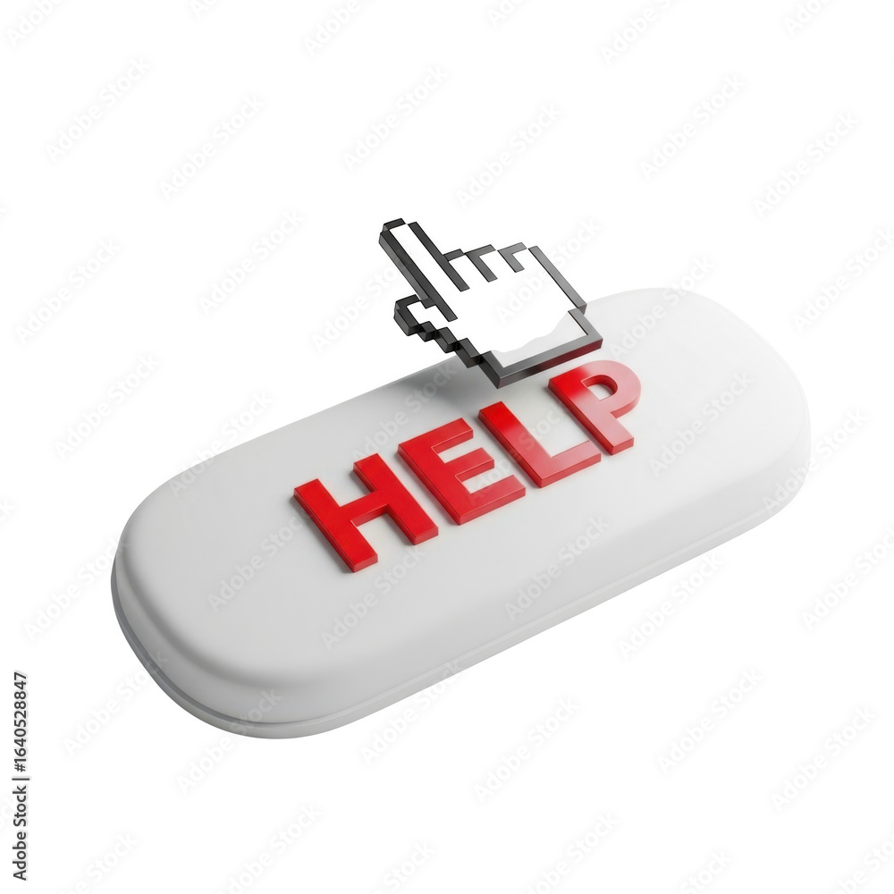 Poster 3d help button isolated on transparent background
