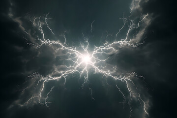 Prominent Lightning Pattern Centrally Positioned in the Image, Creating a Dramatic and Electrifying Visual Impact, Suitable for Technology or Action - Oriented Designs
