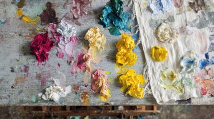 Paint colors on an 's palette.