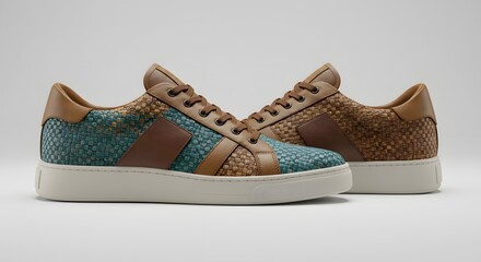 Naklejka premium Stylish Woven Leather Sneakers - Luxury Footwear