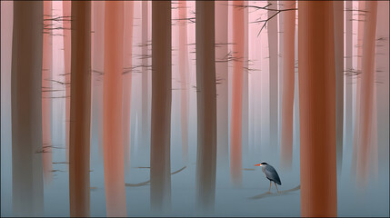 Detailed Hand-Drawn Heron in Classic Illustration Style