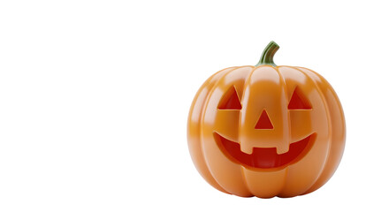 Fototapeta premium Smiling jack-o'-lantern carved for Halloween celebration, perfect for festive decorations and spooky seasonal events