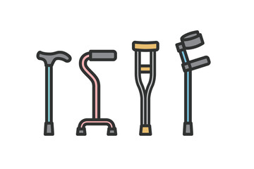 色々な種類の杖のアイコンイラスト