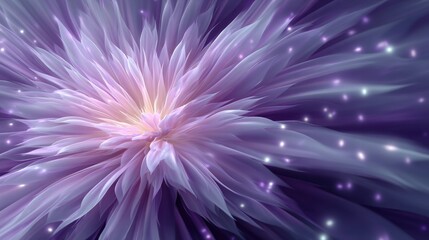 Abstract flower-like form, soft pastel hues, radiating light