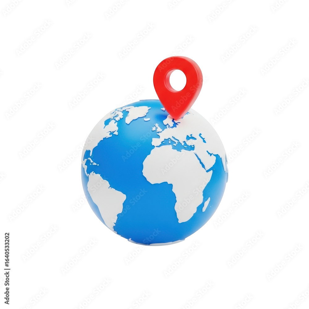 Poster 3d globe with location pin isolated on transparent background