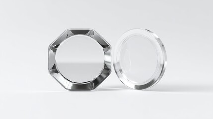 Clear glass octagonal and round rings