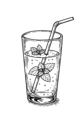 Illustrated refreshing summer drink with herbs