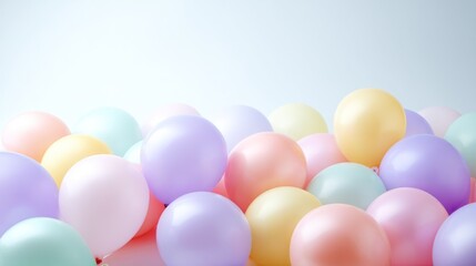 Pastel-colored balloons in a soft light