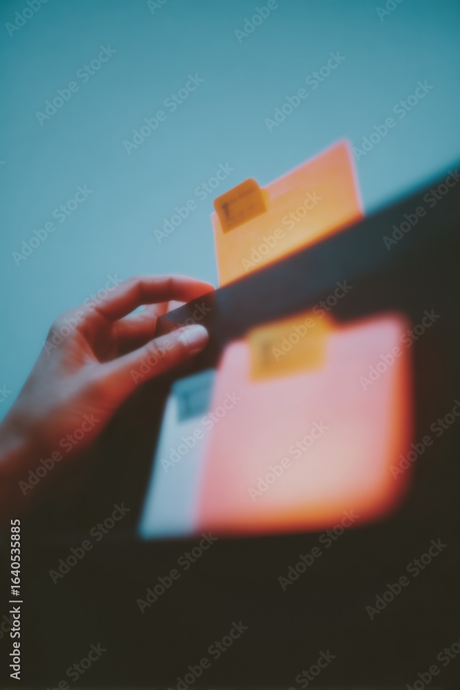 Poster modern professional document management with digital folder icons and checkmarks for efficient corpo